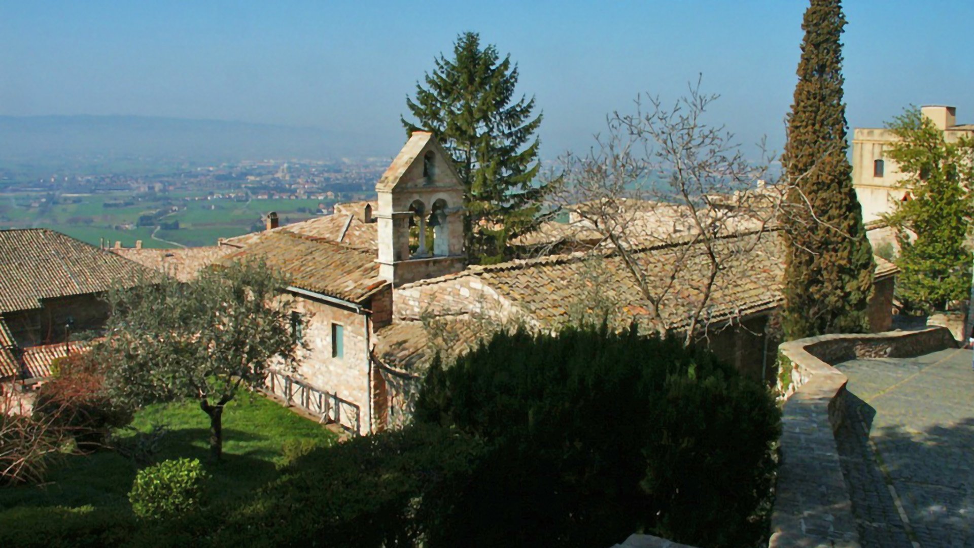 Immagine rappresentatne la Chiesa di Santo Stefano nascosta da arbusti e Alberi.